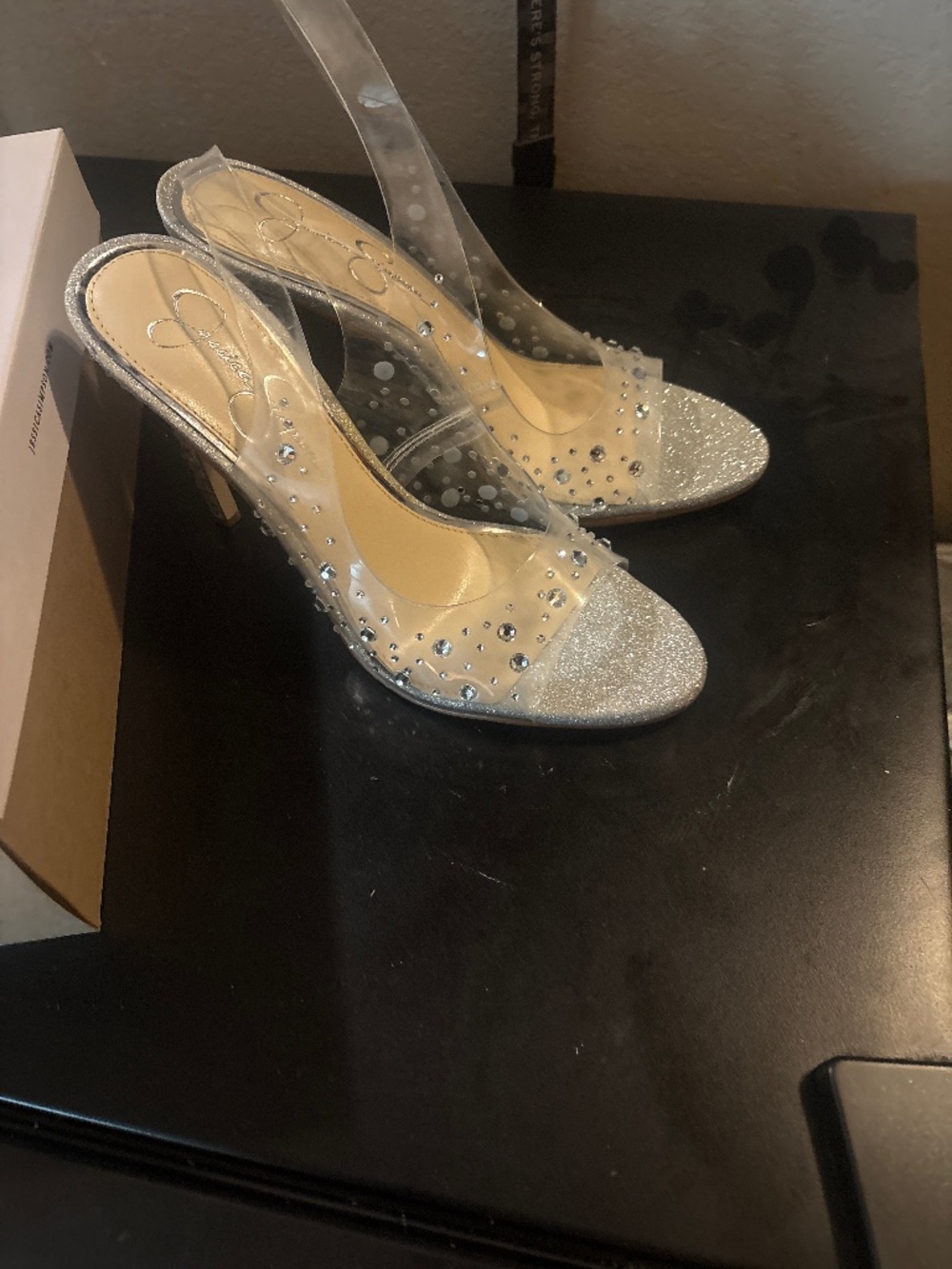 Jaisey clear rhinestone heels - Picture 1 of 3
